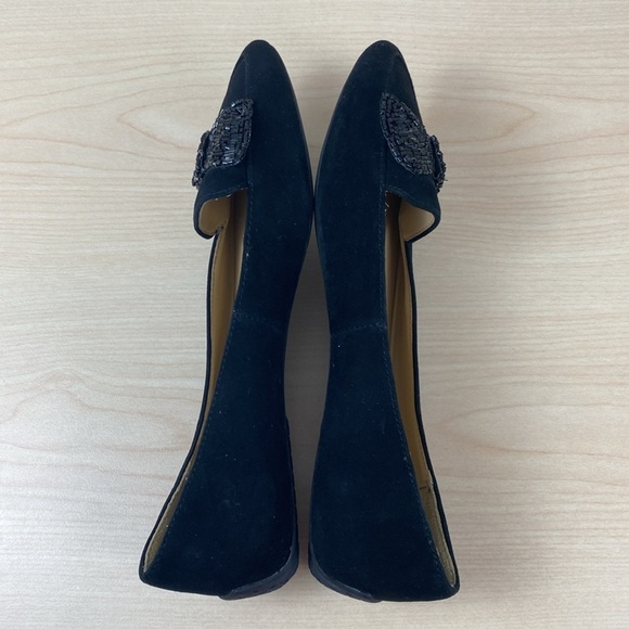 Talbots Black Suede Flats with Beaded Bow Size 6 - Picture 4 of 8